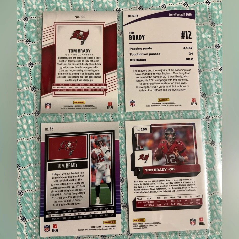 🏈 Tom Brady, NFL Trading Sports Cards Qty 4